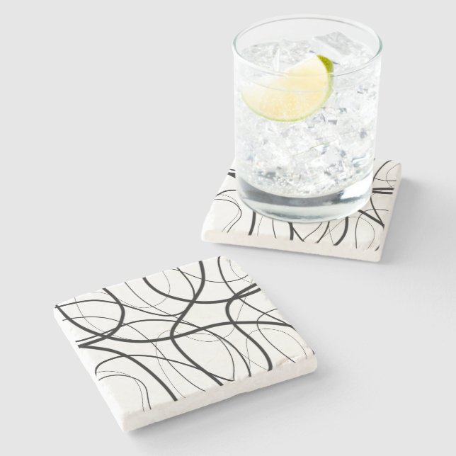 Expression in Black and White Stone Coaster (Side)