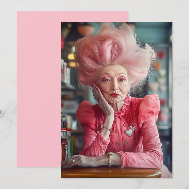 Expression of Love Kiss of Timeless Grace in Pink Invitation (Front/Back)