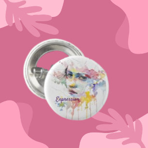 Expression, Woman Face Classic Art Round 3 Cm Round Badge
