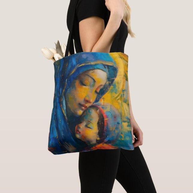 Expressionism Mary and Jesus Tote Bag (Close Up)