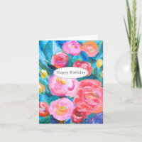 Expressionist Abstract Floral Art Pretty Birthday