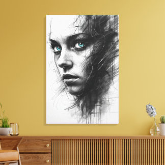 Expressionist Charcoal Portrait Canvas