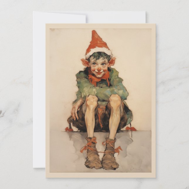 Expressionist Christmas Elf 1 Holiday Card (Front)
