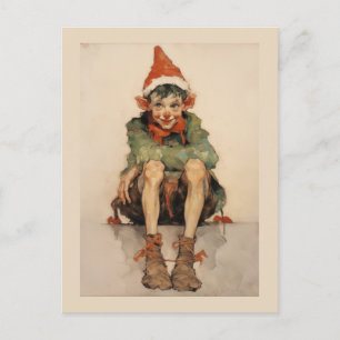 Expressionist Christmas Elf 1 Holiday Postcard