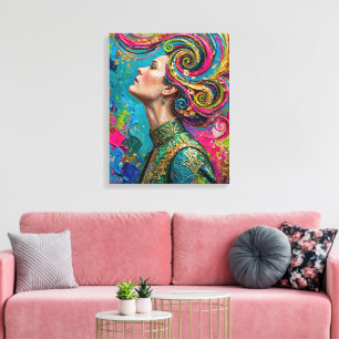 Expressionist Colourful Queen Profile Canvas Print