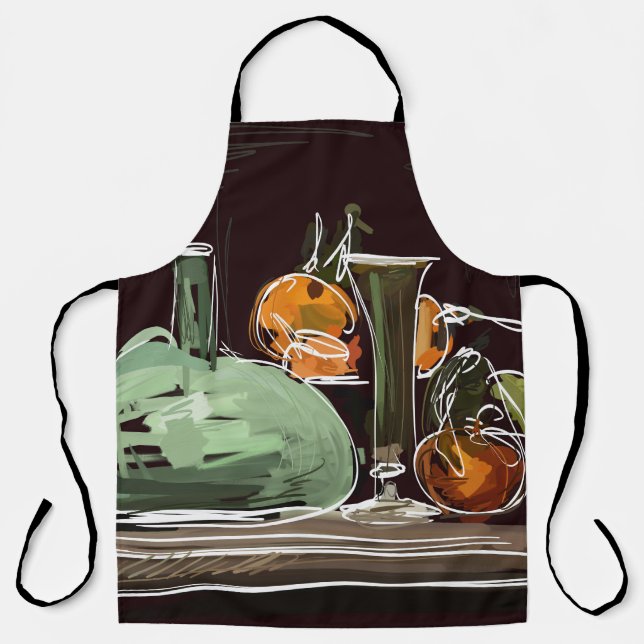 Expressionist Fruit Wine Green Vase Apron (Front)