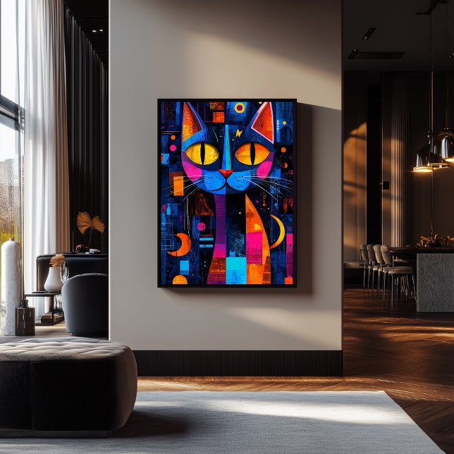 Expressionist Geometry Cat Poster – Vibrant Art (Creator Uploaded)