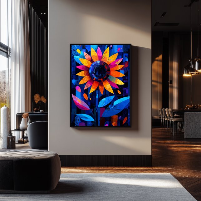 Expressionist Geometry Sunflower – Vibrant Art Poster (Creator Uploaded)