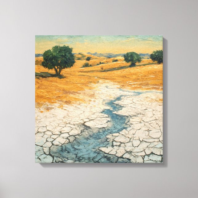 Expressionist Impasto Drought Landscape Canvas Print (Front)