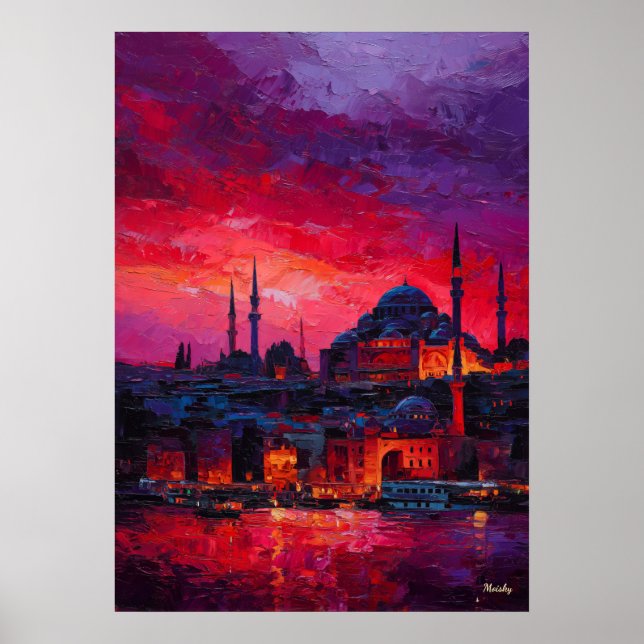 Expressionist Istanbul Skyline Vibrant City Poster (Front)