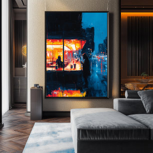 Expressionist Night Café – Bold Urban Noir Art Poster