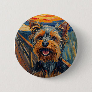 Expressionist Painting Yorkshire Terrier / Yorkie 6 Cm Round Badge