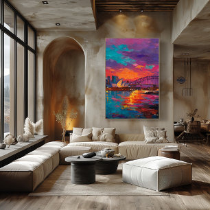 Expressionist Sydney Skyline Vibrant Harbour City Poster