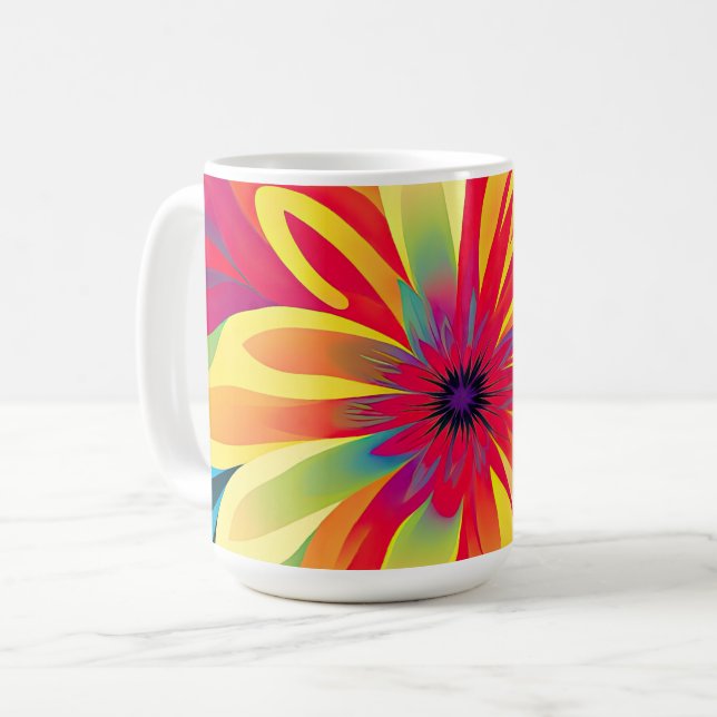 Expressionist Vibrant Modern Floral design Coffee Mug (Front Left)