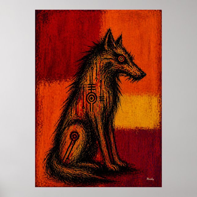 Expressionist Wolf in Colour Fields Abstract Poste Poster (Front)