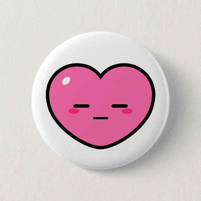 Expressionless Pink Heart 6 Cm Round Badge (Front)