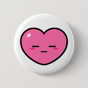Expressionless Pink Heart 6 Cm Round Badge