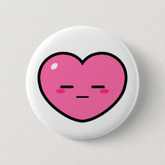 Expressionless Pink Heart 6 Cm Round Badge