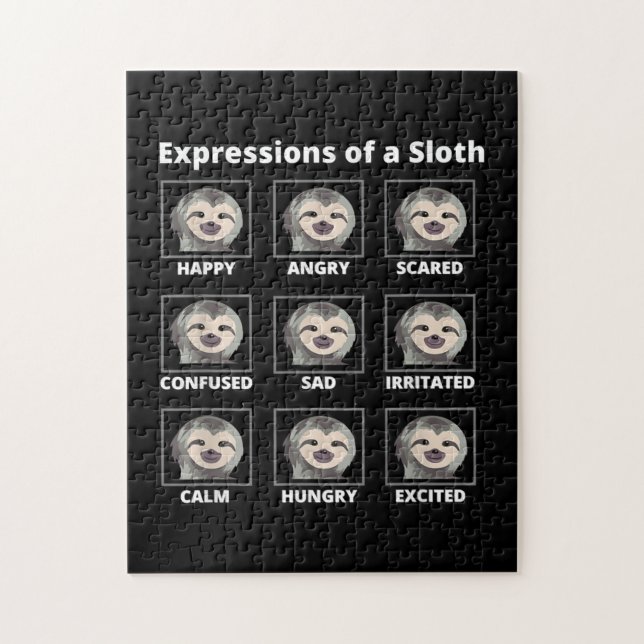 Expressions Moods Of A Slow And Lazy Sloth Jigsaw Puzzle (Vertical)