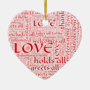 Expressions of unconditional love in word art ceramic tree decoration