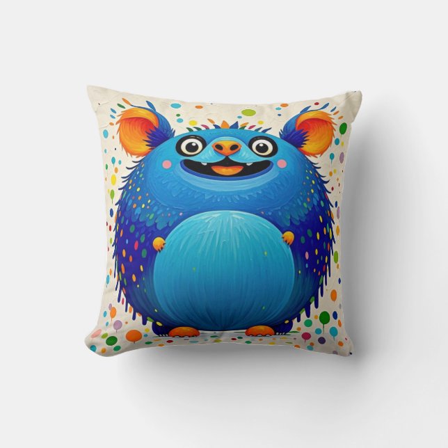Expressive abstract animal art design colourful cushion (Front)