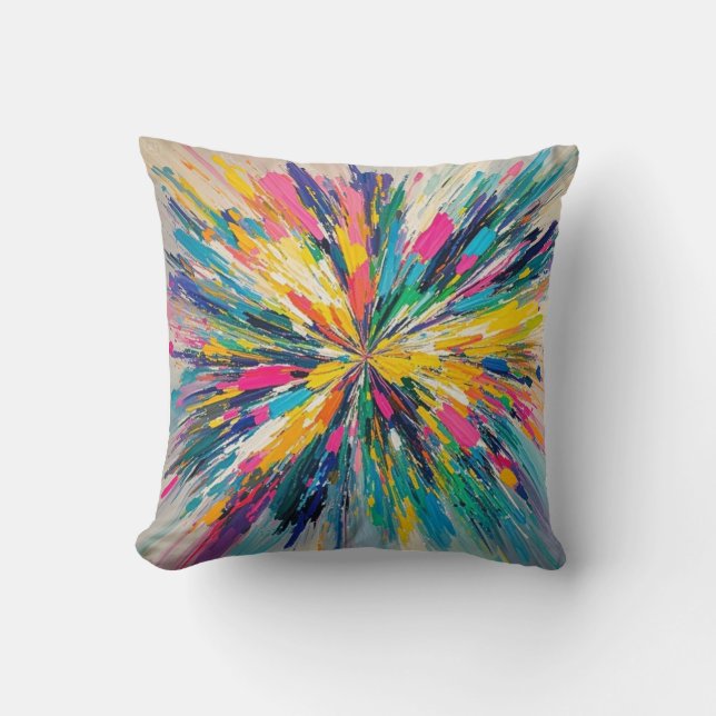 Expressive abstract colourful wall art poster deco cushion (Front)