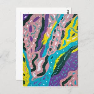Expressive Abstract Paint in Multi-colours Postcard