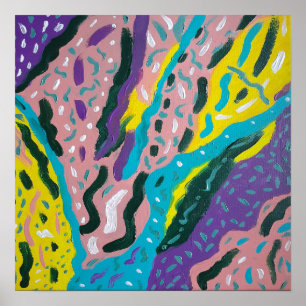 Expressive Abstract Paint in Multi-colours Poster