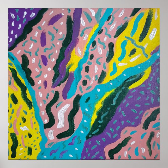 Expressive Abstract Paint in Multi-colours Poster (Front)