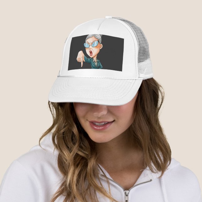 Expressive Angry Woman Art Trucker Hat (In Situ)