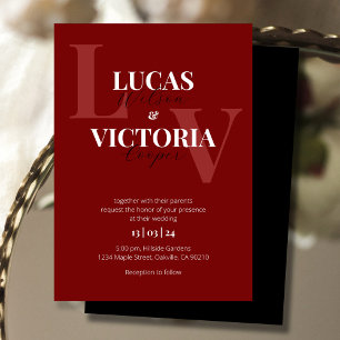 Expressive Black and Red Wedding Invitation