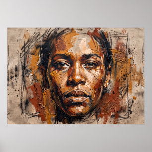 Expressive Black Woman Portrait Poster