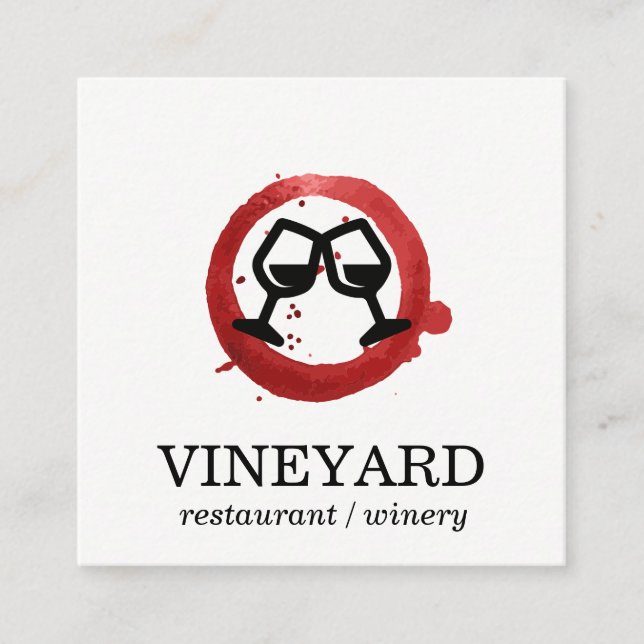 Expressive Brushed Texture / Wine Glass | Toast Square Business Card (Front)