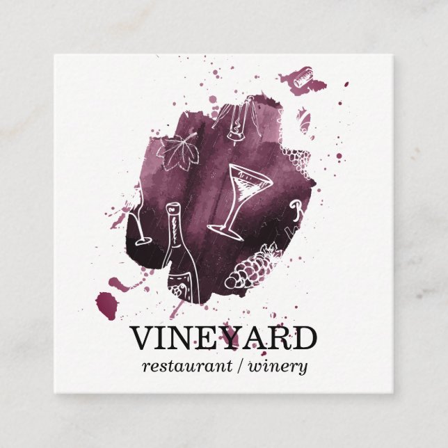 Expressive Brushed Texture / Wine Pattern Square Business Card (Front)