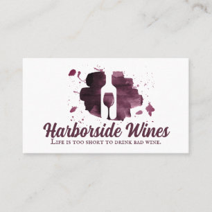 Expressive Brushed Wine Glass and Bottle Logo Business Card