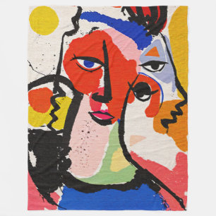 Expressive Brushstrokes Modern Style Abstract Art Fleece Blanket