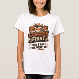 Expressive COFFEE FIRST THEN SAVE WORLD Creative T-Shirt
