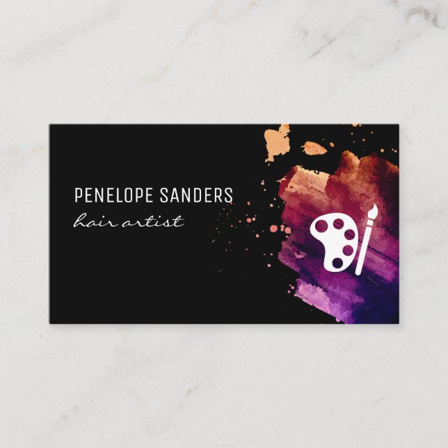 Expressive Colour Brushed | Paint Brush  Business Card (Front)