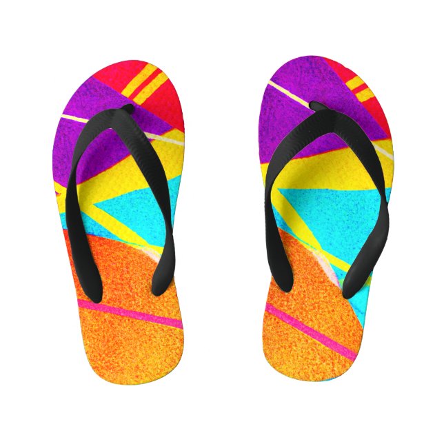 Expressive Colour Pattern Kid's Flip Flops (Footbed)