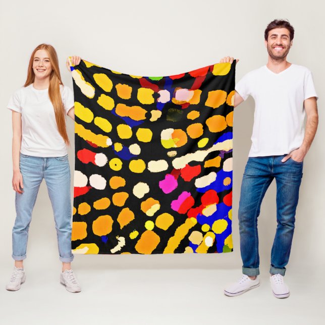 Expressive Colour Play Pattern Fleece Blanket (In Situ)