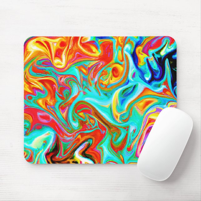 Expressive Colourful Abstractions Pattern Mouse Mat (With Mouse)