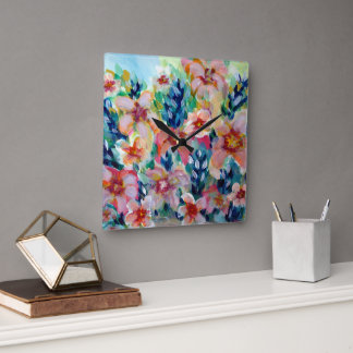 Expressive Colourful Floral Clock Fully Customizab
