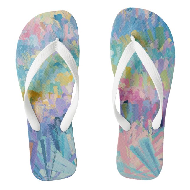 Expressive Colourful Foliage Flip Flops (Footbed)