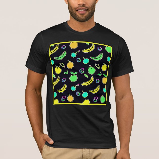 Expressive Colourful Fruits Neon Artwork T-Shirt (Front)