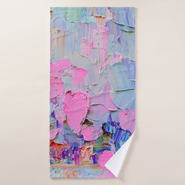 Expressive embossed paint on canvas, created using bath towel (Bath Towel)