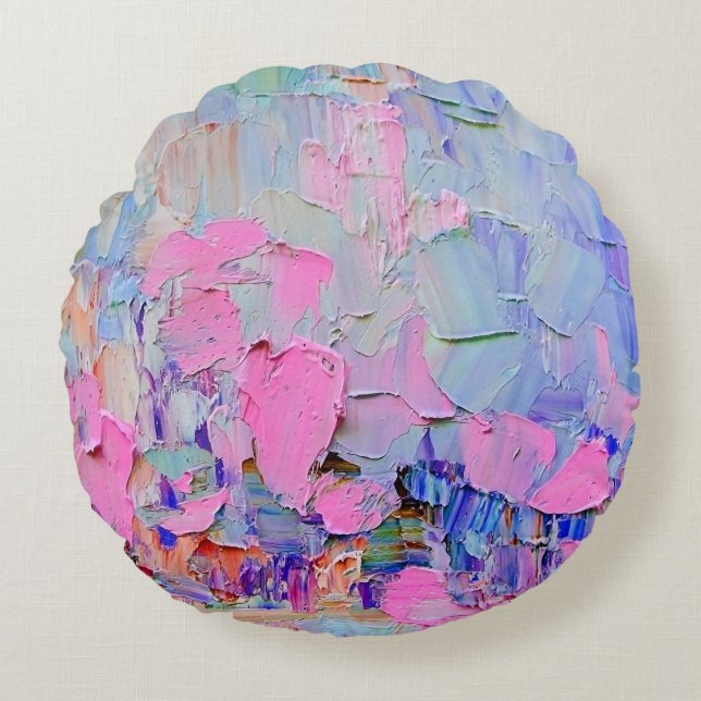 Expressive embossed paint on canvas, created using round cushion (Front)