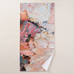 Expressive embossed pasty oil paints and reliefs. bath towel