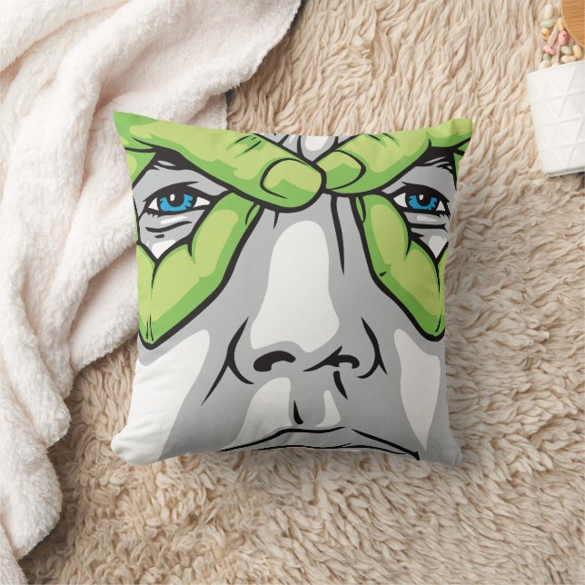 Expressive Faces, Green Hand, and Coloured Eyes Cushion (Blanket)