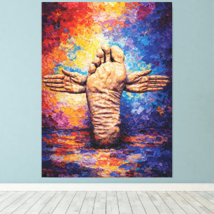 Expressive Foot with Arms Outstretched Vibrant Canvas Print