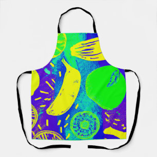 Expressive Fruits Neon Colour Pattern Art Apron